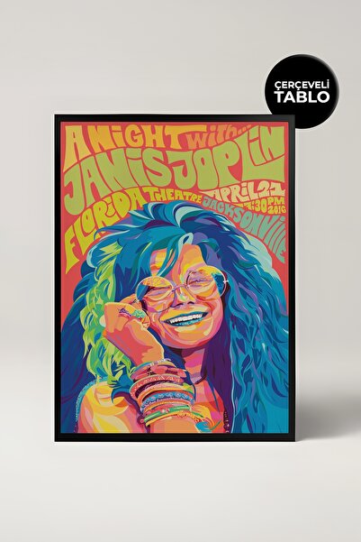 House Gorgeous Tablou cu rama retro cu design de concert Janis Joplin