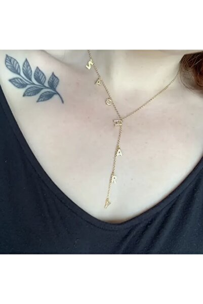 derokas Y Kolye Paslanmaz Çelik Zirkon Harfli İsimli Kolye 7 Harfli Zarif Zen...