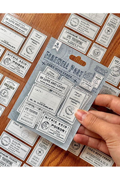ZeCo Collection مجموعة ملصقات توديع عتيقة الطراز، 4 أوراق، 20 قطعة/دفتر يوميا...