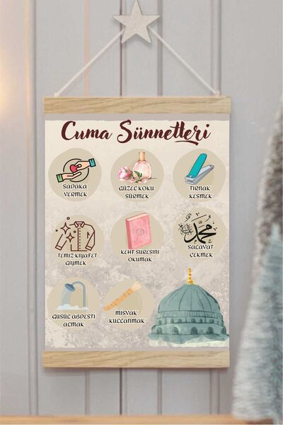 Piksel Grafik Cuma Sünnetleri Askılı Kanvas Poster - Çocuk Odası Resim Poster