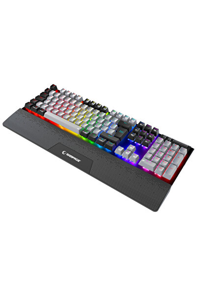 Rampage Carbon Pro Gri/Siyah Wireless OUTEMU Red Swich Q Gaming Oyuncu Klavye Bilek Destekli Red Switch RGB