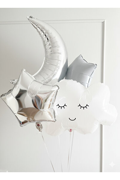 Çemrek Süs Parti Bulut Ay Yıldız Balon Seti Folyo 4 lü