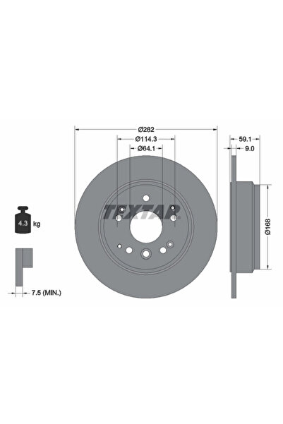 TEXTAR Спирачен диск Acura TL Honda Element/Inspire
