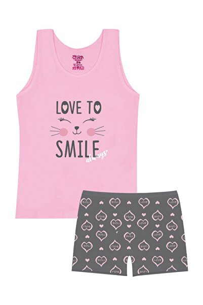 Öts Κοριτσίστικο μπλουζάκι Boxer ελαστικό ύφασμα Pink Cat (96% βαμβάκι - 4% ελαστάνη)