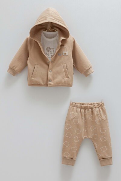 Caramell Very Cool Hooded Three-Piece Bottom-Up Set Brown