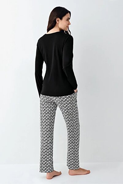 Pierre Cardin Buttoned Collar Modal Cotton Long Sleeve Women's Plus Size Pajama Set