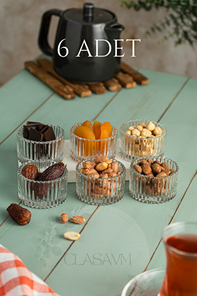 LOKMAN ZÜCCACİYE طقم أوعية زجاجية لامعة مكون من 6 قطع |   وعاء حلويات - طبق ت...
