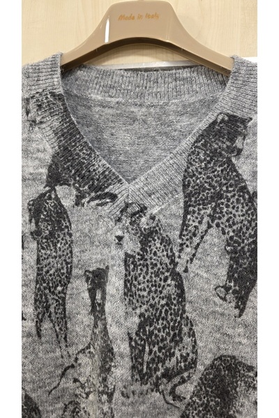 Park Moda Wool Sweater Leopard Printed