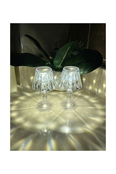 nesever store 2 Adet Kristal Mini Abajur Masa Lambası