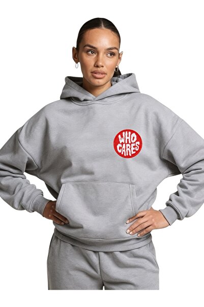 ArtYus Φούτερ Unisex Who Cares Πολύχρωμο Προσαρμοσμένο με τύπωμα Βαμβακερό ov...