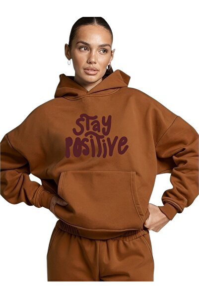 ArtYus Φούτερ Unisex Stay Posivite Πολύχρωμο Ειδικό με τύπωμα Βαμβακερό overs...