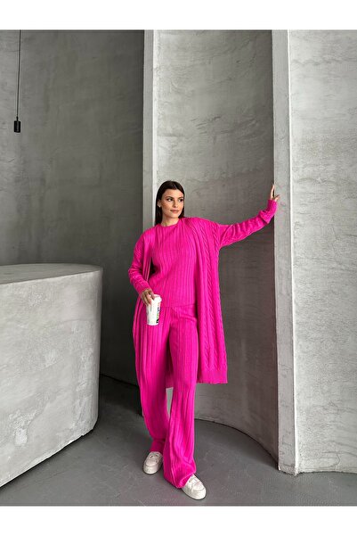 Knitoryx Women's Knitwear 3-Piece Set – Cardigan, Sweater and Pants 4 Colors |