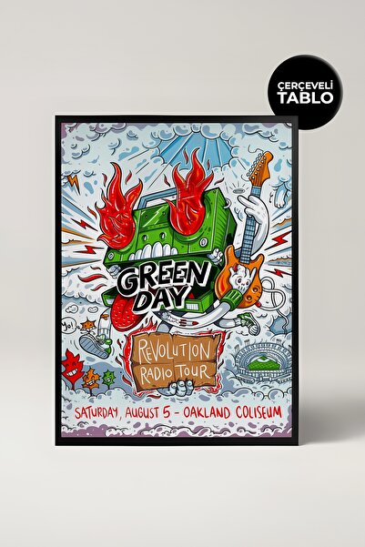 House Gorgeous Pictură cu cadru retro cu design de concert Green Day Nr.:2