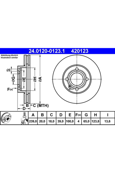 Ate Set Discuri Frana Audi 80 B2 Limuzina/Coupe B2 Vw Golf 1/Golf 2/Golf 3 19...