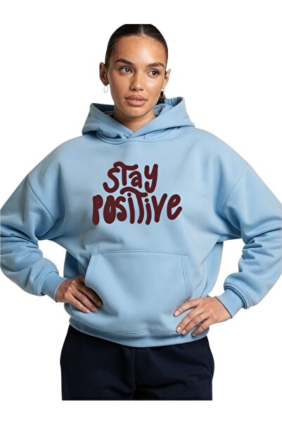 ArtYus Φούτερ Unisex Stay Posivite Πολύχρωμο Ειδικό με τύπωμα Βαμβακερό overs...