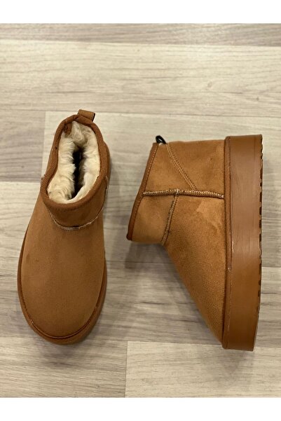 Forse Ayakkabı Kadın Taba Süet İçi Kürklü Kalın Taban Kışlık Günlük Bot