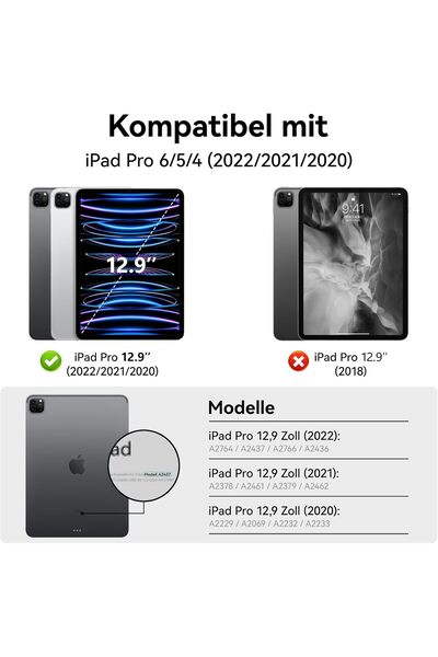 HYX حافظة لجهاز iPad Pro 12.9 بوصة 2022 2021 2020 (الجيل السادس/الخامس/الرابع) مع حامل قلم رصاص