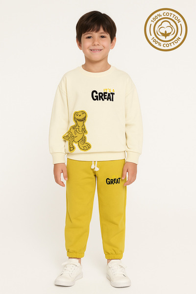 WORRN Boy's 100% Cotton Great Embroidered Trex Patterned Leg Elasticated 2 - ...