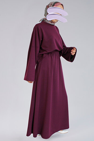 MAKSEN TEKSTİL Seasonal Ecrin Fabric Wide Sleeve Crop & Bell Skirt Women's Set