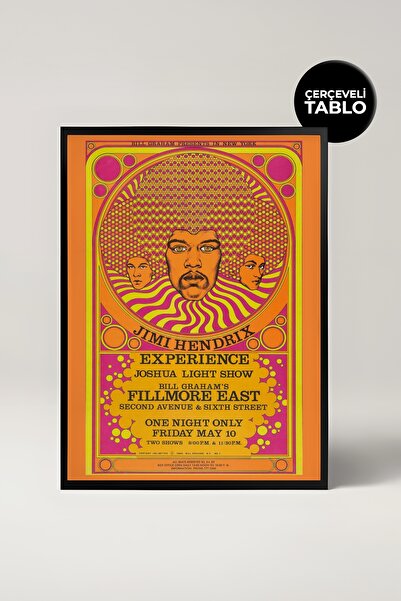 House Gorgeous Pictură cu cadru retro cu design de concert Jimi Hendrix