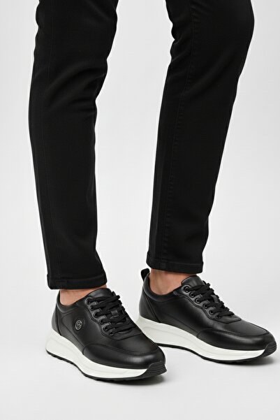 LUSIVE 100% Genuine Leather Black Daily Comfortable Casual Men's Shoes Luass27Al0055