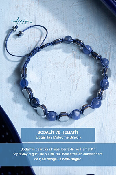 Deniz Doğal Taş سوار مكرامية من الحجر الطبيعي من السوداليت والهيماتيت معتمد