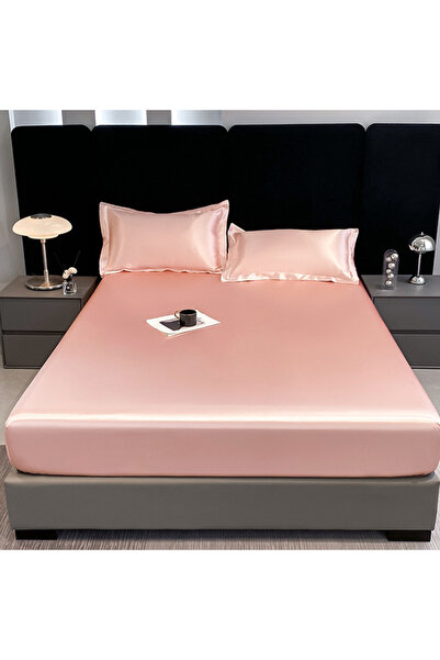 Rotixfy Satin Bedsheet, Pink, 180x200 cm