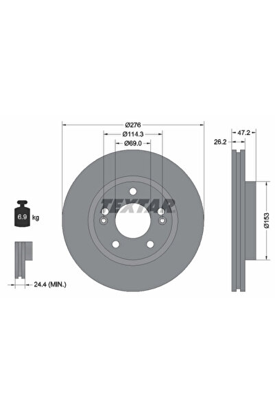 TEXTAR Disc Frana Hyundai Galloper 1/Highway Van/Santa Fe 1