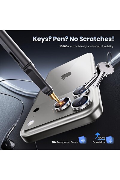 Fibaks iPhone 17 Pro/17 Pro Max Ar+ Af+ Premium Camera Protection with Apparatus Silver Lens Protector Tempered Glass