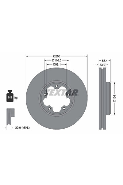 TEXTAR Disc frana Ford Tourneo Custom V362 Bus/Transit Custom V362 Bus/Transi...