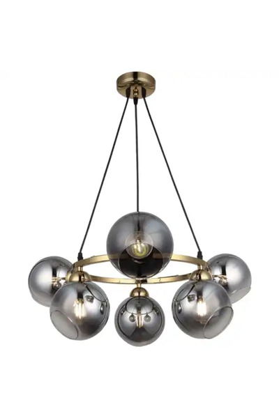 LED CONCEPT Lustra LED cu abajururi, neagra, rotunda, 70x70x78cm, 6xE27