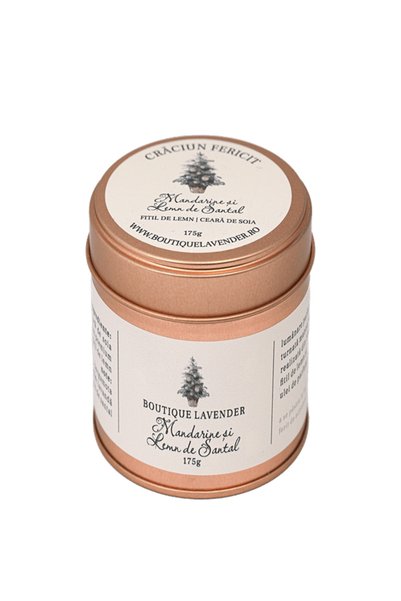 Boutique Lavender Lumânare parfumată de Crăciun 175g Mandarină și lemn de santal
