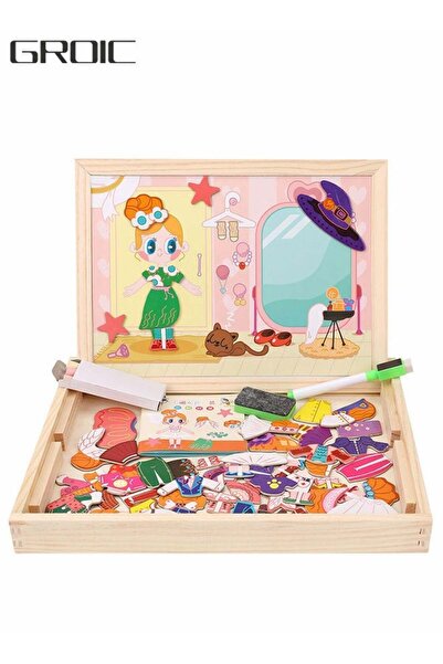 Qadro Magnetic Drawing Board, Girls Dress up themed toys, Wooden Puzzles Game...