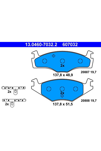 Ate Set Placute Frana Frana Disc Vw Golf 1/Golf 2/Jetta 1 1973-2002