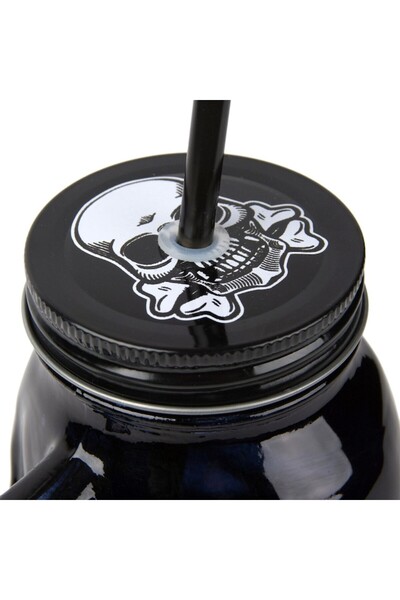 SHOPIENS Skull Barrel Glass Tumbler, Black, 400ml - MYONNA