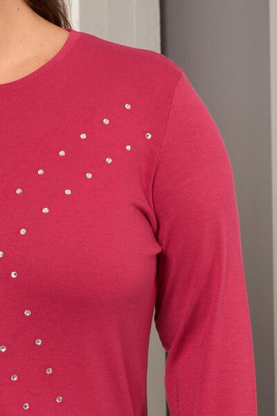 RMG Plus Size Geometric Stone Blouse Violet