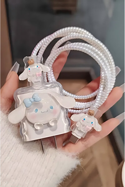 Fibaks 18W/20W Uyumlu Cinnamoroll Şarj Aleti Koruyucu Şarj Kablosu Örme Aparatlı Koruyucu Toparlayıcı