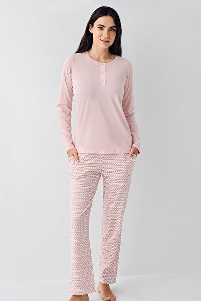 Pierre Cardin Paris Women's Pink Modal Cotton Long Sleeve Comfortable Pajama Set