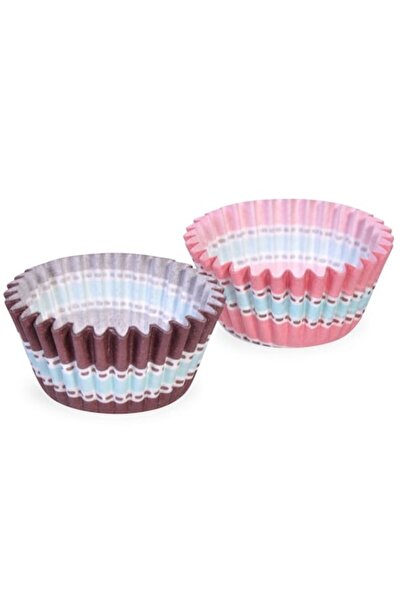 SHOPIENS Baking Cups, Brown and Pink with Sky-Blue Ring, 6 cm, Set of 150