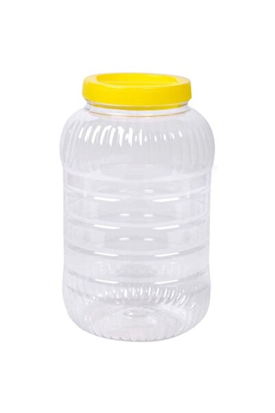 SHOPIENS Plastic Container 5L, Yellow Lid, Diameter 11cm, Height 27cm - MYONNA