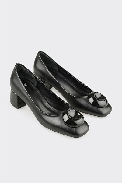 Elle Shoes Siyah Kadın Orta Topuk Ayakkabı