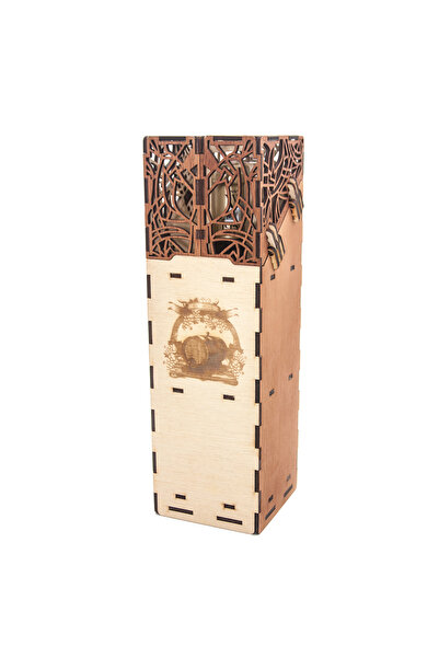 OEM Personalized wine box with perforated lid, 35x10.5 cm, brown and natural color