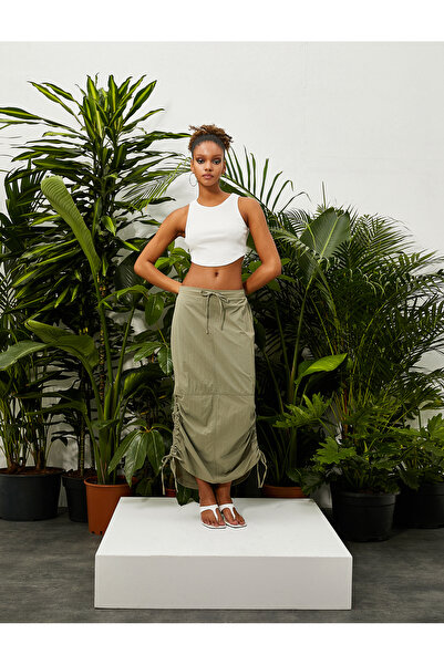 Koton Crop Athlete Crew Krk Žebrovaný asymetrický střih