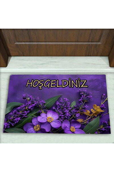 Colorix Carpet Çiçek Desenli Dekoratif Kapı Önü Paspası No: 2304
