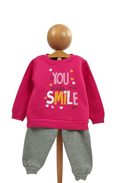 Dumledo Dark Pink Baby Girl Top - Bottom 2-Piece Tracksuit Set