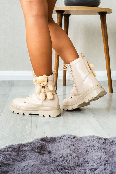 sefayol Loring Bej Mat Deri Ayıcıklı Postal Bot