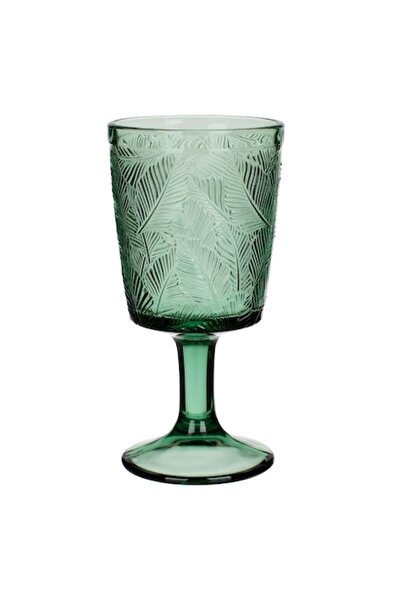 SHOPIENS Tropical Glasses Set, Embossed Leaf Design, Green, 0.32 L, 4 Pieces