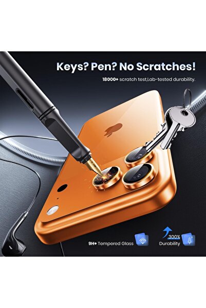 Fibaks iPhone 17 Pro/17 Pro Max Ar+ Af+ Premium Camera Protection with Apparatus Orange Lens Protector Tempered Glass