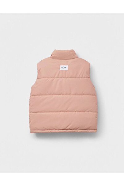 La ciel Paris Hei Girls' Pink Water Repellent Half Turtleneck Zippered Puffer Vest