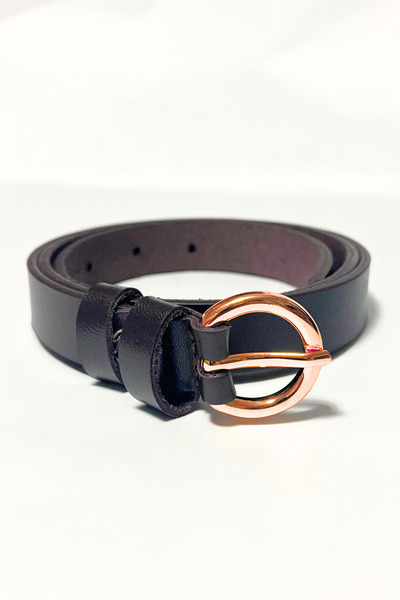 Parscraft Curea de damă din piele naturală 100% cu cataramă placată cu aur antic